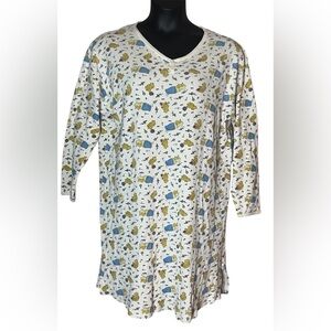Vintage Disney Store Winnie The Pooh LS Thermal Knit Nightshirt Nightgown L/XL